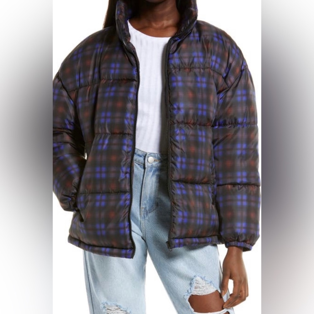 New BP oversized plaid puffer jacket